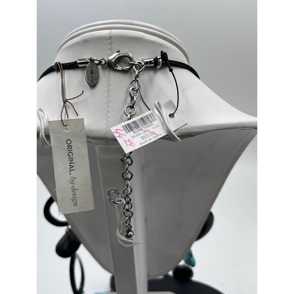 Chicos Turquoise Howlite Black Acrylic Chain Chunky Boho‎ Statement Necklace NWT - Picture 6 of 8